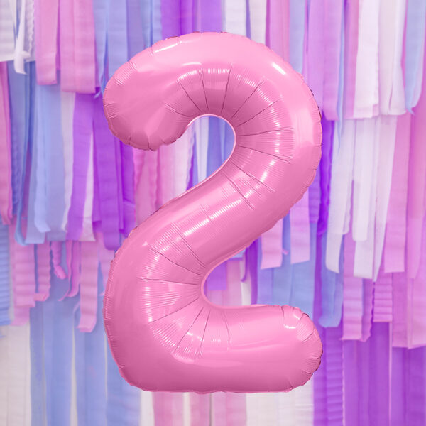 BALLON CHIFFRE « 2 » ROSE CLAIR