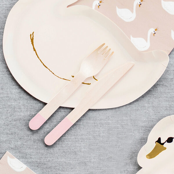 COUVERTS EN BOIS ROSE PASTEL