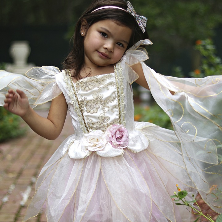 ROBE FÉE PRINCESSE ROSE DORÉ  5-6 ANS