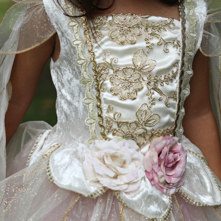 ROBE FÉE PRINCESSE ROSE DORÉ  5-6 ANS