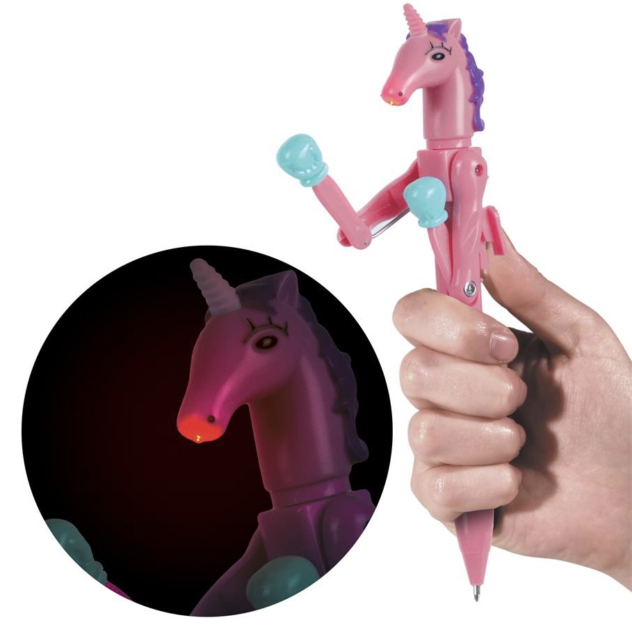 STYLO BOXING LED LICORNE ROSE