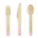 COUVERTS EN BOIS ROSE PASTEL
