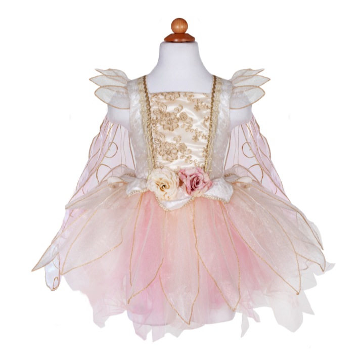 ROBE FÉE PRINCESSE ROSE DORÉ  5-6 ANS