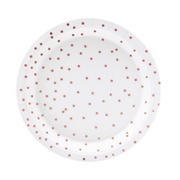 [TPP53-008] ASSIETTES BLANCHE PASTEL POIS OR ROSE