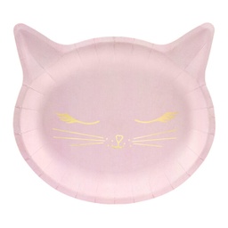 [TPP42] ASSIETTES CHAT ROSE PASTEL