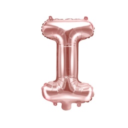 [FB2M-I-019R] BALLON LETTRE "I" OR ROSE 35cm