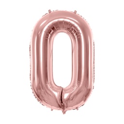 [FB1M-0-019R] BALLON CHIFFRE « 0 » OR ROSE 86cm