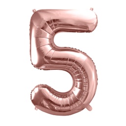 [FB1M-5-019R] BALLON CHIFFRE « 5 » OR ROSE 86cm