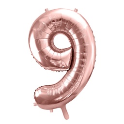 [FB1M-9-019R] BALLON CHIFFRE « 9 » OR ROSE 86cm
