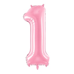 [FB1P-1-081] BALLON CHIFFRE « 1 » ROSE CLAIR 86cm