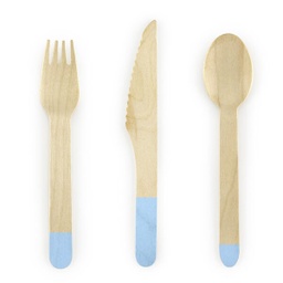 [SDR1-001J] COUVERTS EN BOIS BLEU PASTEL