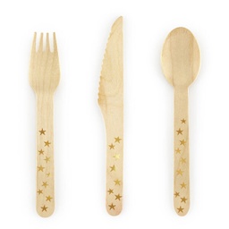 [SDR4-019] COUVERTS EN BOIS ETOILE OR