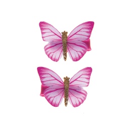 [88053R] BARRETTES PAPILLON ROSE