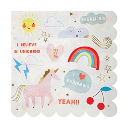 [143731] SERVIETTES "I BELIEVE IN UNICORNS" NEON